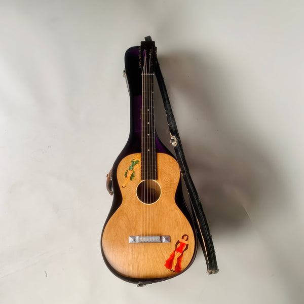 "SOLD" 1920's-30's Oahu Hawaiian Square Neck Slide Parlor Acoustic Guitar Cleveland Made w/Girlies