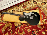 1957 Danelectro U3 Black & Chrome Foil U3 Slanted Pickups Galvanized Pickguard Underlay w/ Super Rare Tweed-Like Case