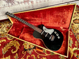 1957 Danelectro U3 Black & Chrome Foil U3 Slanted Pickups Galvanized Pickguard Underlay w/ Super Rare Tweed-Like Case