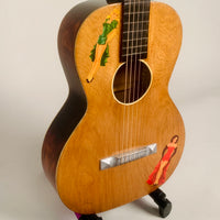 "SOLD" 1920's-30's Oahu Hawaiian Square Neck Slide Parlor Acoustic Guitar Cleveland Made w/Girlies