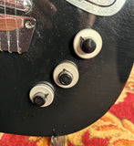 1957 Danelectro U3 Black & Chrome Foil U3 Slanted Pickups Galvanized Pickguard Underlay w/ Super Rare Tweed-Like Case