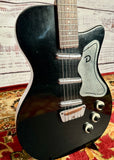 1957 Danelectro U3 Black & Chrome Foil U3 Slanted Pickups Galvanized Pickguard Underlay w/ Super Rare Tweed-Like Case